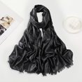 thumbnail image 3 of Women Scarf Retro Shiny Tassel Solid Color Headscarf Wide Long Decorative Windproof Glossy Washable Lady Shawl Clothes Accessory, 3 of 10