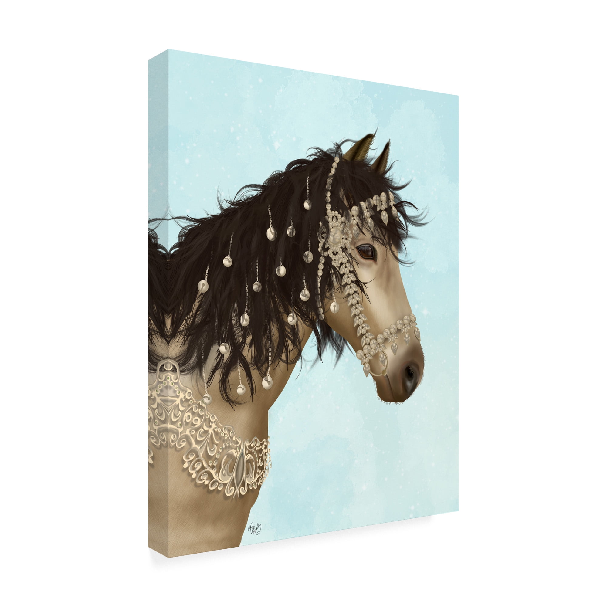 Trademark Fine Art 'Horse Buckskin with Jeweled Bridle' Canvas Art by Fab Funky
