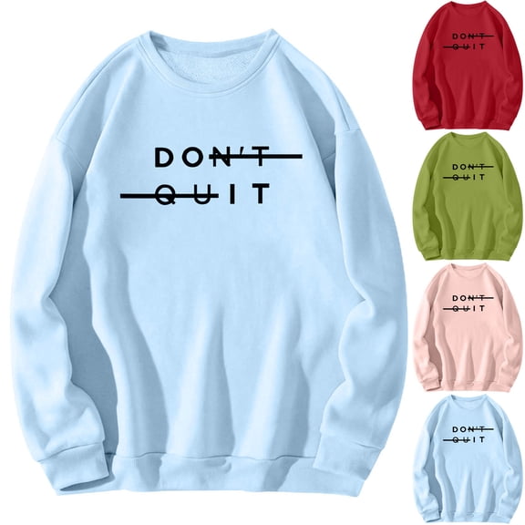 FRSASU Mens Long Sleeve Shirt Dont Quit Sweatshirt Crewneck Fashion Pullover Shirts Sky Blue-A