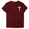 thumbnail image 5 of Sexlip Womens Short Sleeve T Shirt Cross Print Crew Neck Design Soft Fabric Relaxed Silhouette for Outdoor Relaxation Red M, 5 of 5