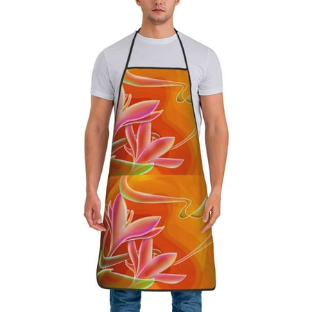 

Zeuib Orange Flower Psychedelic Print Unisex Waterproof Aprons Cooking Aprons for Kitchen Gardening and Salon Water & Oil Resistant