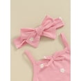 thumbnail image 6 of Biezeib Baby Girls 3Pcs Summer Outfit Sleeveless Bow Romper + Ruffle Shorts + Headband Set Newborn Clothes, 6 of 9