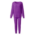 thumbnail image 4 of SELONE Lounge Sets for Women 2 Piece Outfits Dressy Plus Size Ladies Solid Round Neck Cable Knitted Warm 2PC Loungewear Suit Sets 8-Purple S, 4 of 6