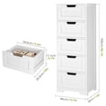 thumbnail image 3 of LoWyiL Bathroom Floor Cabinet with 5 Drawer Dresser, with Avoid-Tipping Device, White, Freestanding Side Tall Storage Cabinet Narrow Drawers for Small Spaces, 3 of 7