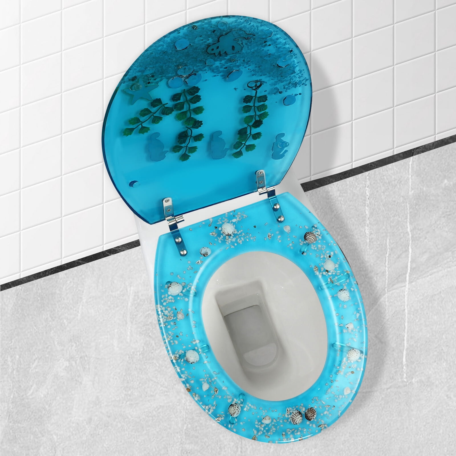 36*45cm ‎Indoor Blue Resin U/V Type Toilet Seat Toilet-mounted Toilet Seat Homes Bedrooms Companies