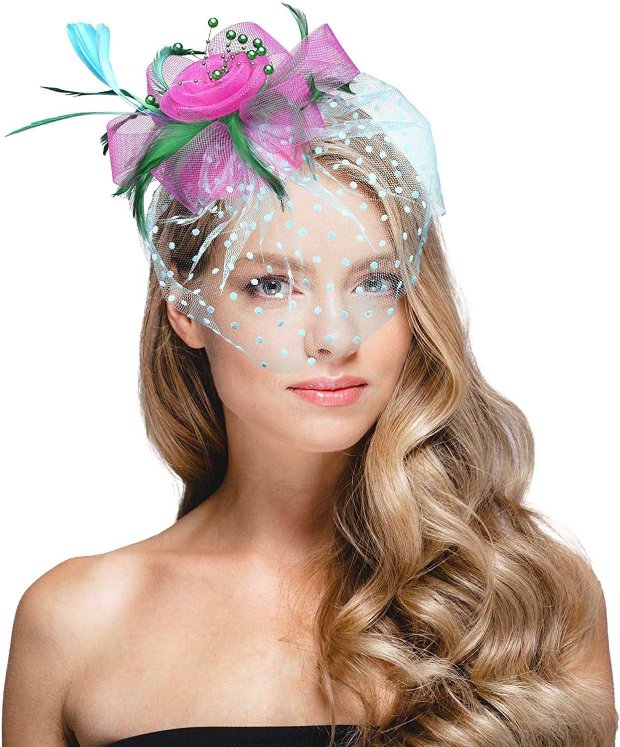 Fascinators Hat for Women Tea Party Headband Kentucky Derby Wedding Cocktail Flower Mesh Feathers Hair Clip 
