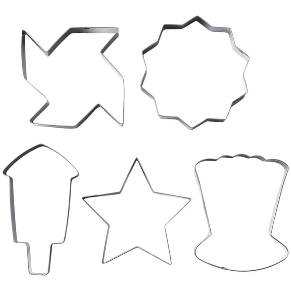 Cook with Color 5-Piece Stainless Steel Cookie Cutter Set, Patriotic Shapes for Holiday Baking, Hat