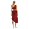 thumbnail image 2 of Doomiva Women's Lyrical Dance Dress Rhinestone Crop Top with Skirted Leotard Ballet Dance Outfit Burgundy M, 2 of 7
