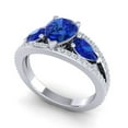 thumbnail image 2 of 2.00 T.C.W Pear Shape Blue Sapphire Gemstone & Natural Diamond Sparkle Engagement Ring for Women Solid 14K White Gold Size 5.5 by Diamond-Capitals, 2 of 8