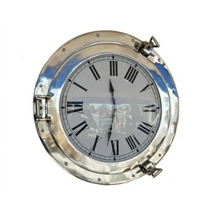 Handcrafted Decor Antique Brass Decorative Ship Porthole Clock- 8 in. 