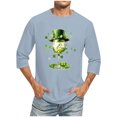 thumbnail image 1 of Wancir Chemises pour Hommes en Liquidation Imprimé de la Saint-Patrick Col Rond Mode Décontractée Manches Courtes Trois-Quarts, 1 of 4