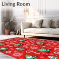 thumbnail image 2 of ODIKA 3'x5' Machine Washable Non-Slip Area Rug, Whimsical Santa with Cane Stripes and Starbursts High Traffic Rug with Pad, Red, 629914, 2 of 8