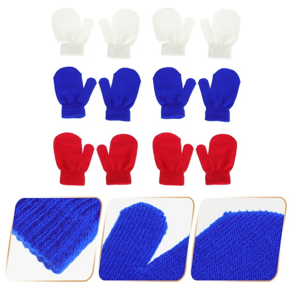 ifundom 6 Pairs Warm Winter Mittens Assorted Colors Knitted Full Finger Gloves Comfortable and Cozy