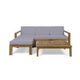 thumbnail image 4 of GDF Studio Makayla Outdoor 3 Seater Acacia Wood Sofa Sectional with Cushions, Teak and Dark Gray, 4 of 13
