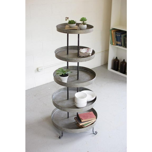 FIVE TIERED ROUND METAL DISPLAY TOWER