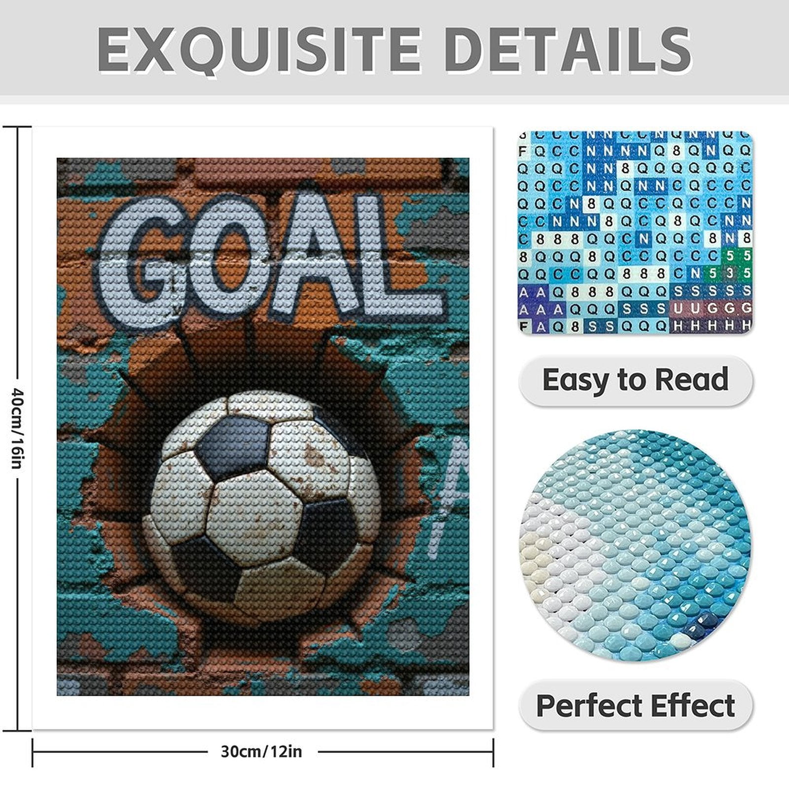 Diamond Art Kit for Adults, Soccer Ball Graffiti Art Wall Diamond Painting for Adults Beginners, 5D DIY Diamond Art Painting Kits, Colorful Diamond Painting Craft for Home Decor 12x16