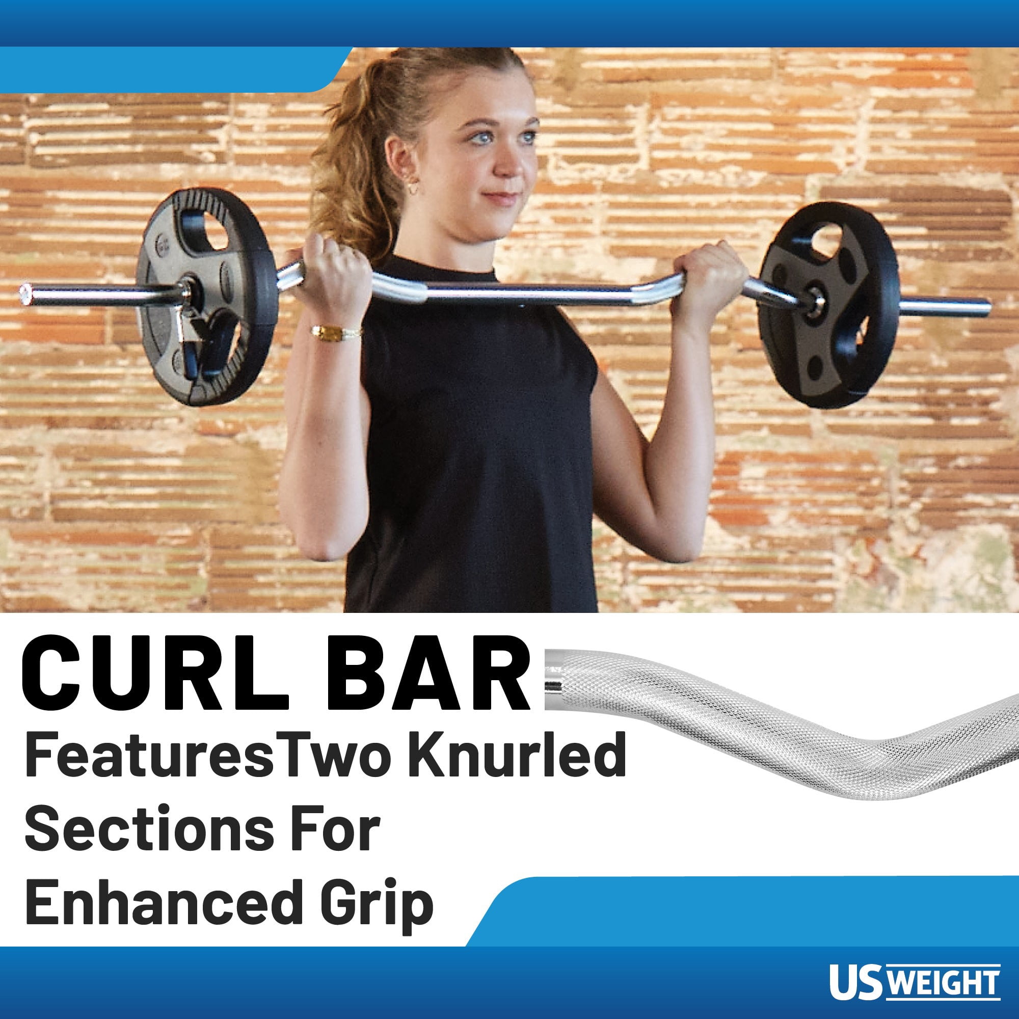US Weight 60lb Curl Bar Weight Set with Spring Clips – Adjustable Workout Set for Home Gym