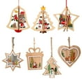 Christmas Hanging Wood Ornaments Hollow Wood Cutout Tag Pendants Wooden