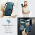 thumbnail image 3 of for iPhone X/XS Case, Wallet Case with Card Holder Kickstand Magnetic Zipper Pocket Lanyard Strap Wristlet,Leather Flip Case Wallet for iPhone X/XS, Blue, 3 of 10