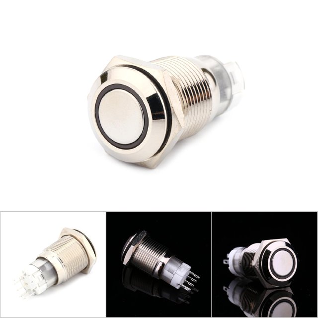 Enclavamiento Automático De Palanca LED De Metal De Conexión 12V 1NO 1NC De 16 Mm