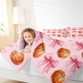 thumbnail image 3 of spefrowx Basketball Sports Lover Queen Bedding for Girls, Pink Watercolor Bow Bedding Comforter Set Queen, Pink Reversible, 7-Piece, 3 of 6