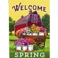 thumbnail image 1 of Evergreen Suede 2-Sided House Flag -Flower Farm Spring Welcome, 1 of 1