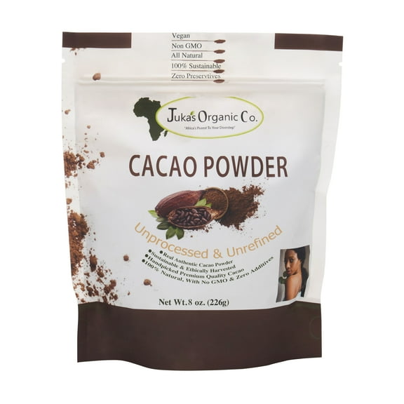 Juka's Organic Co. Cacao Powder (Non-GMO, Gluten-Free, Unrefined, Authentic, All Natural From West Africa) 8 Oz
