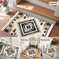 thumbnail image 5 of 2x3 Ft Entryway Area Rug, Boho Black Brown Kitchen Rug Runner Washable Floor Mat, Vintage Geometric Southwestern Ethnic Non Slip Indoor Door Mat Throw Carpet for Bathroom Living Room Bedroom, 5 of 8