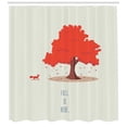 thumbnail image 3 of Fox Shower Curtain, Fall is Here Lettering and Autumn Tree Animal, Fabric Bathroom Set with Hooks, 69W X 84L Inches Extra Long, Burnt Sienna Pale Redwood Pale Sage Green Slate Blue, by Ambesonne, 3 of 3