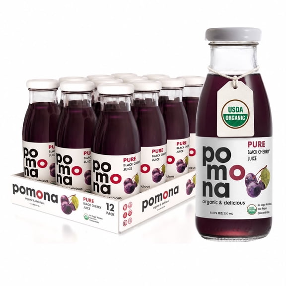 Pomona Organic Juices Black Cherry Juice, 8.4 Oz Bottle (Pack of 12)