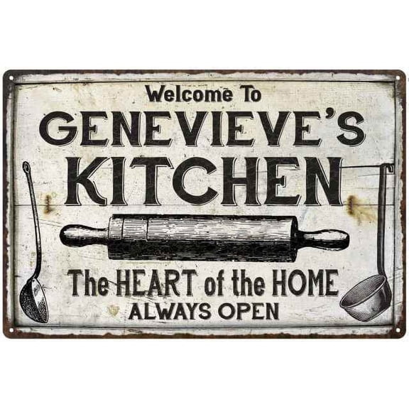 GENEVIEVE'S Kitchen Farmhouse Sign Gift 8x12 Metal 108120033336