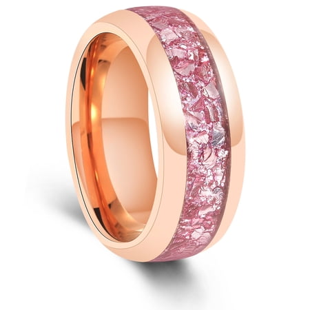 Pink Morganite Rose Gold Tungsten Ring For Men Anniversary Ring Statement Ring 8mm Ring