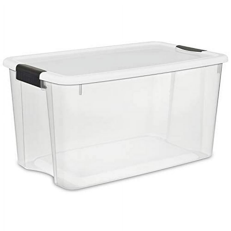 Wholesale 70 Quart/66 Liter Ultra Box Clear With White Lid and Black  Latches Tote Organizing Container Plastic Storage Bins