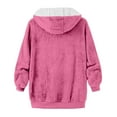 thumbnail image 4 of Women's Jacket Fuzzy Sherpa Fleece Zipper Drawstring Warm Hoodie With Pocket Oversize Casual Trendy Coat, 4 of 6