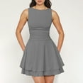 thumbnail image 3 of Efsteb Summer Dresses 2025 Womens Ruffle Hem Round Neck Mini Dress Sleeveless Ruched Corset Short Dresses (Gray,S), 3 of 8