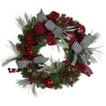 thumbnail image 2 of Northlight Pre-Lit Plaid and Houndstooth Artificial Christmas Wreath - 24" - Warm White Lights, 2 of 7
