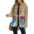 thumbnail image 1 of HSHDLDF Women's Aztec Denim Jacket Distressed Lapel Long Sleeve Vintage Button Down Denim Jacket Shacket, 1 of 4