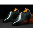 thumbnail image 5 of Santimon Men Dress Oxford Shoes Whole-Cut Slip On Crocodile Pattern Wedding Party Formal Shoes Green 9.5 US, 5 of 8