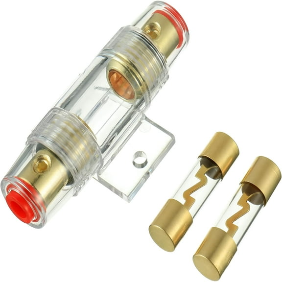 GJX 4-8 Gauge AWG in-line 60A AGU Fuse Holder with 60 Amp AGU Fuses for Car Audio, Alarm, Amplifier, Compressors, Waterproof Inline Fuse Holders (60A)
