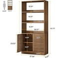 thumbnail image 3 of Tribesigns Bookshelf with Shutter Doors, 68" Tall Bookcase with Cabinet & Open Shelves, Rustic Brown, 3 of 7