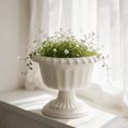 thumbnail image 2 of huayou Vintage European Pedestal Plastic Planter, Retro Fluted Urn Flower Pot for Hydroponic Greenery Patio Garden Home Decoration, 2 of 5