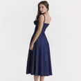 thumbnail image 4 of Robes Boho Corset Midi d'Été pour Femmes, Bretelles Spaghetti Décontractées, Robe à Lacets, Robe de Plage Fluide, Bleu Marine G, 4 of 10