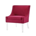 thumbnail image 2 of Lullede Hot Pink Velvet Accent Chair - Upholstered Armless, Clear Acrylic Legs, Piping Stitch, 2 of 10