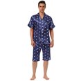 thumbnail image 1 of Lars Amadeus Conjunto de pijama de satén para hombre, con botones y estampado de corazones, ropa de dormir corta, ropa de descanso, conjuntos de pijamas Azul M Unique Bargains Conjunto, 1 of 5