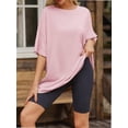 thumbnail image 2 of Womens T Shirts Summer Crewneck Short Sleeve Loose Fit Basic Tee Tops Workout Clothes, 2 of 5
