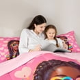 thumbnail image 4 of Castle Fairy Cute Black Girl Twin Comforter Sets 2pcs,Colorful Rainbow Stripes Bedding Set,Rose Coral Peach,1 Comforter and 1 Pillowcase, 4 of 6
