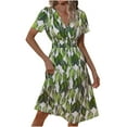 thumbnail image 2 of Mefallenssiah Woman Summer Printing V-Neck Short Sleeve Dress, 2 of 6