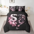 thumbnail image 2 of Castle Fairy Black White Dragon Bedding Comforter Set,Cherry Blossom Full Bedding Set, 2 of 8