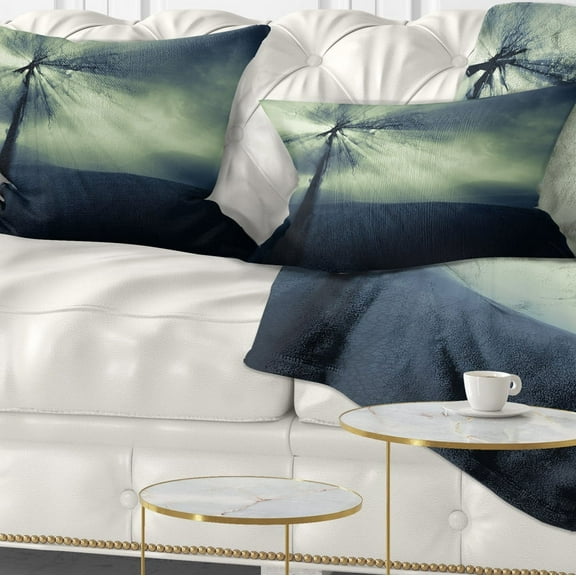 Designart 12" x 20" Blue Polyester Throw Pillow