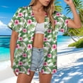 thumbnail image 2 of felwors Women's Tropical Vacation Hawaiian Shirt Pink Hibiscus Palm Leaf Print Short Sleeve Button Down Beach Casual Summer Shirt (Light Green, L), 2 of 7